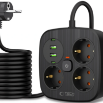Πολύπριζο Tech-Protect PCS3X4 Power Strip με 3 x Υποδοχές AC 250V με Διακόπτη & Καλώδιο 200cm 2 x USB-A / 2 x Type-C 2.1A - Black (5906302363414)
