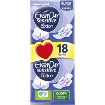 Σερβιέτες EveryDay Sensitive Cotton SUPER Ultra Plus οικονομική συσκευασία 18 τεμ.