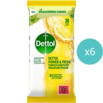 Σετ Dettol Power & Fresh Surface Clean Wipes Citrus Βιοδιασπώμενα, Αντιβακτηριδιακά Πανάκια Καθαρισμού Πολλαπλών Χρήσεων 180 Τεμάχια (30x6 Τεμάχια)