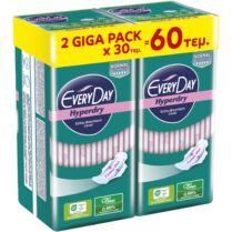 Σετ Every Day Hyperdry Normal Ultra Plus Giga Pack Λεπτές Σερβιέτες Κανονικού Μήκους με Φτερά Προστασίας 60 Τεμάχια (2x30 Τεμάχια)
