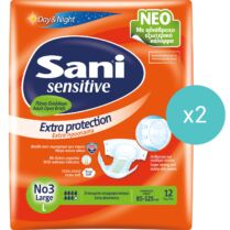 Σετ Sani Sensitive Extra Protection Day & Night No3 Large 85-125cm Πάνες Ενηλίκων για Βαριά Μορφή Ακράτειας 24 Τεμάχια (2x12 Τεμάχια)