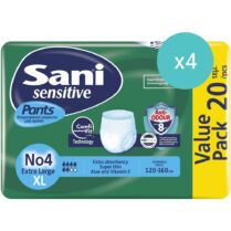 Σετ Sani Sensitive Pants No4 Extra Large 120-160cm Ελαστικό Εσώρουχο Ακράτειας 80 Τεμάχια (4x20Τεμάχια)