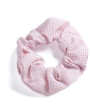 Υφασμάτινο Scrunchie Μαλλιών Καρό Ροζ & Άσπρο my own