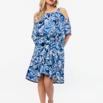 ΦΟΡΕΜΑ ΕΜΠΡΙΜΕ ΜΕ ΕΞΩ ΩΜΟΥΣ ΚΑΙ ΖΩΝΗ Μπλε Boutique