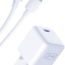 Φορτιστής 3MK Hyper Charger Τοίχου με Καλώδιο Type-C σε Type-C & 1 x Θύρα Type-C 25W - White (5903108561945)