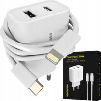 Φορτιστής Spacecase PS20W-11 PowerSet 20W Αντάπτορας με 1 x Type-C / 1 x USB-A 20W & 1 x Καλώδιο Type-C σε Lightning 100cm - White (5905719129545)