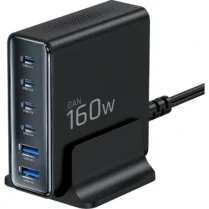 Φορτιστής Tech-Protect DC160W GaN Επιτραπέζιος με Βάση / Καλώδιο Τροφοδοσίας & 2 x USB-A / 4 x Type-C 160W - Black (5906302335695)