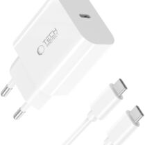 Φορτιστής Tech-Protect NC20W Αντάπτορας με 1 x Type-C 20W & 1 x Καλώδιο Type-C σε Type-C 100cm - White (5906302361588)