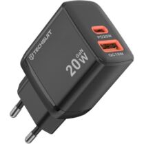 Φορτιστής Techsuit Duonix20W CH2 Gan Αντάπτορας με 1 x USB-A / 1 x Type-C 20W - Black (5949419324671)