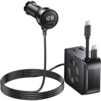 Φορτιστής Αυτοκινήτου Mobile Origin με 2 x Type-C / 1 x USB-A & Ενσωματωμένα Καλώδια 2 x Type-C 75W - Black (MO-75WCCH-CA23)