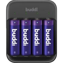 Φορτιστής Μπαταριών Buddi 4 Θέσεων για Επαναφορτιζόμενες Μπαταρίες Μεγέθους AA / AAA 5 Έτη Εγγύηση - Black (8719246496820)