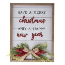 Χριστουγεννιάτικη Ξύλινη Πινακίδα "Have a Merry Christmas and a Happy New Year" 27x2,5x36εκ